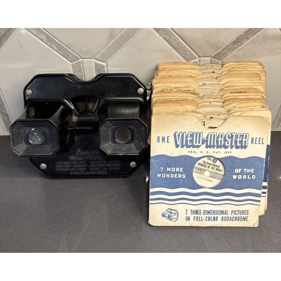 Other - VTG Sawyer View Master Stereoscope Bakelite With 34 Reels 7 More Wonders World